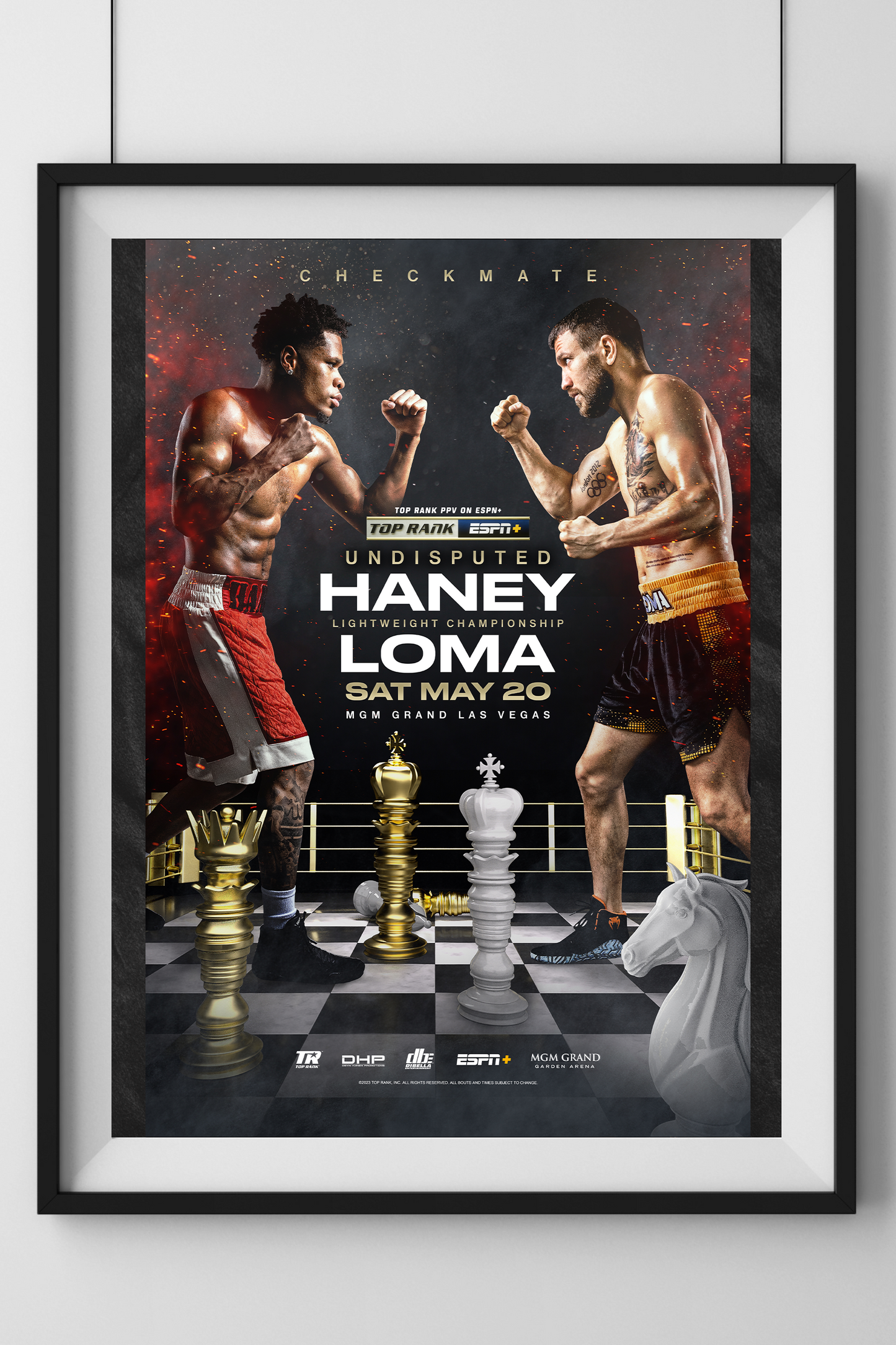 Devin Haney vs. Vasiliy Lomachenko official event poster with dynamic fight imagery and bold typography