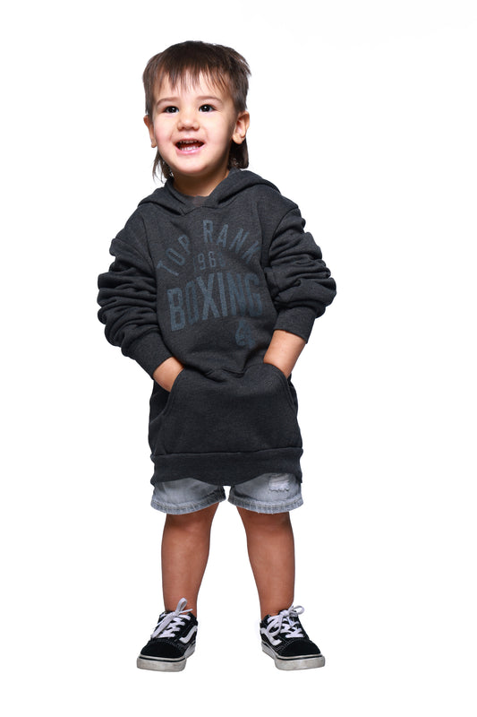 Top Rank Kid Charcoal Heather Pullover Hoodie with the Top Rank logo on the front.