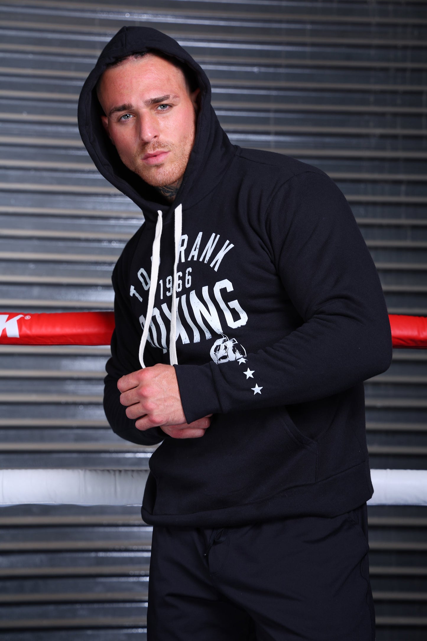 Black Pullover Top Rank Boxing Hoodie